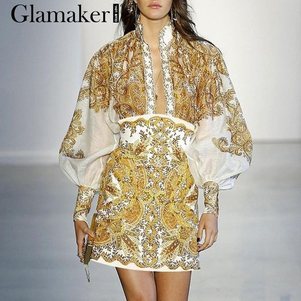 

glamaker paisley печати sexy элегантная блузка рубашка женский белый лето фонарь рукава bohemian блуза женщины причинная top ladies y190417, White