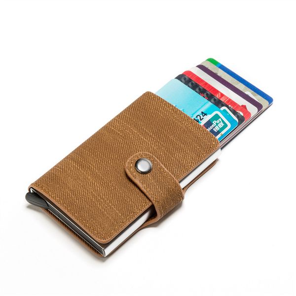 

bycobecy men denim button 2020 new clutch single box business -up wallet mini slim wallet carteira, Red;black