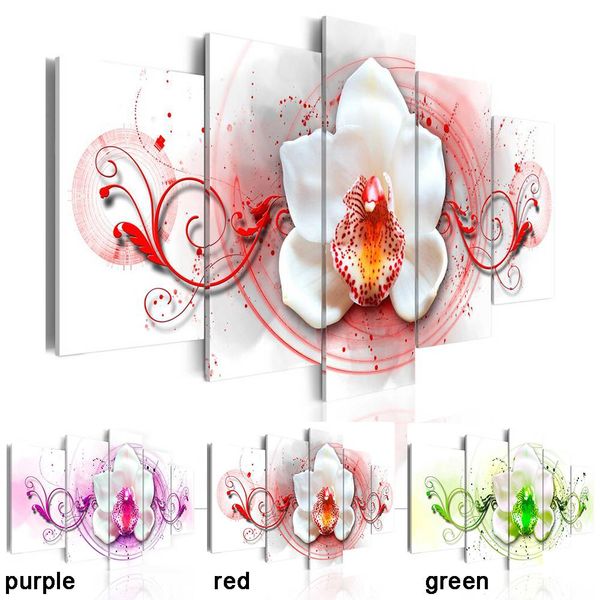 

2019 hd 5pcs/set pink green orange rose calla flower art print frameless canvas painting wall picture home decoration no frame