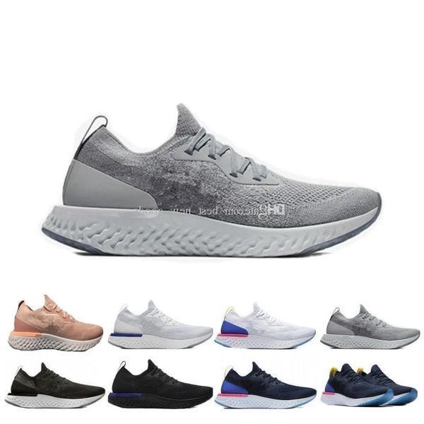

new epic react mens womens running shoes black white blue instant fly breathable designer sports sneakers shoes size eur 36-45