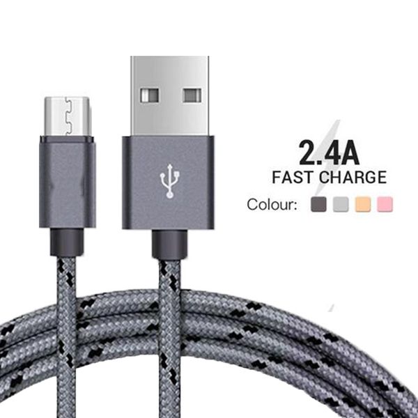 

2A Nylon Braid Micro USB Мужской кабель для передачи данных Разъем для синхронизации Braid тел
