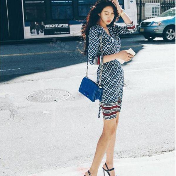 

printing shirt dress women long sleeve v-neck asymmetrical hem casual dresses female elegant office work wear cny1730, Black;gray