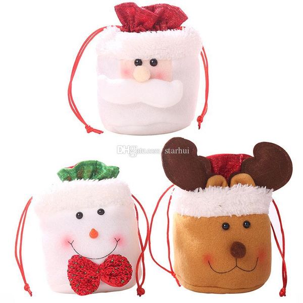 

3 styles xmas kids gift candy bags christmas santa claus snowman elk reindeer storage bag xmas decorations wx9-1786