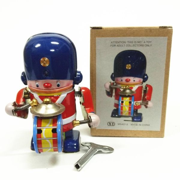 

collection retro clockwork wind up metal walking tin brass military band robot toy mechanical toys kids christmas gift