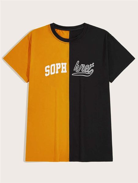 

одежда мужская конструктор письмо printed тройники мода щитовые контраст цвет tees casual с коротким рукавом футболки мужские, White;black