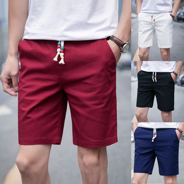 

men summer linen cotton solid beach casual elastic waist classic fit harem cargo pants jogger dancing pantz313, Black