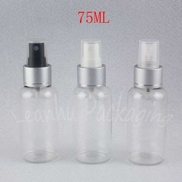 75 ml transparente Plastikflasche mit silberner Sprühpumpe, Wasser-/Toner-Verpackungsflasche, leerer Kosmetikbehälter (50 Stück/Menge)