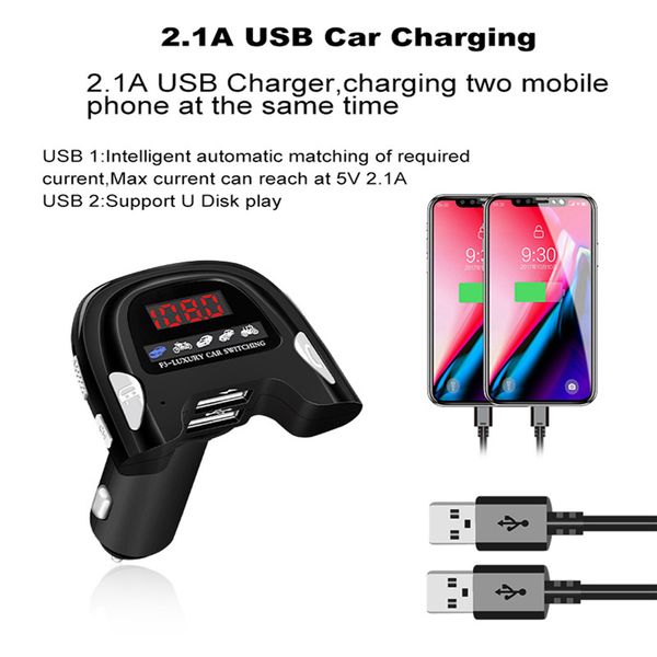 

car bluetooth 5.0 dual usb charger car mp3 player wireless fm transimter handskit accessories interior