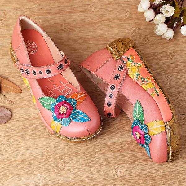 

nis bohemian vintage style women flat shoes woman spring summer socofy platform casual shoes handmade flower new, Black
