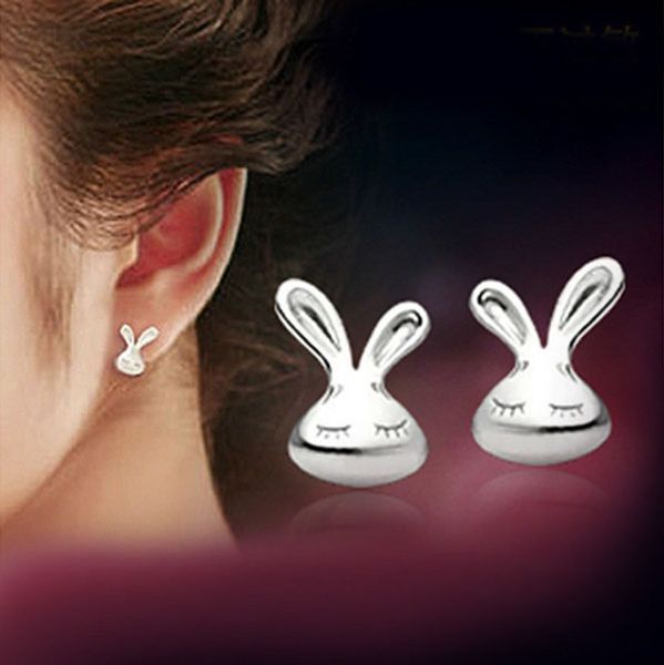 

europe fashion jewelry cute rabbit stud earrings s528, Golden;silver