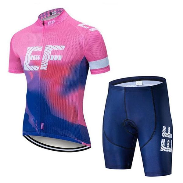 

summer ef education first team cycling jersey sets men short sleeve racing clothing mtb bicycle clothes maillot ciclismo y040905, Black;blue