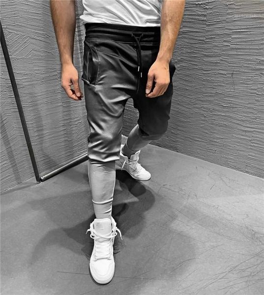 

color drawstring homme clothing fashion style elastic waist casual apparel mens sports designer pants basketball gradient, Black