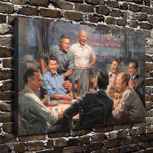 

republican presidents playing poker andy thomas grand ol gang,hd canvas printing new home decoration art painting/(unframed/framed