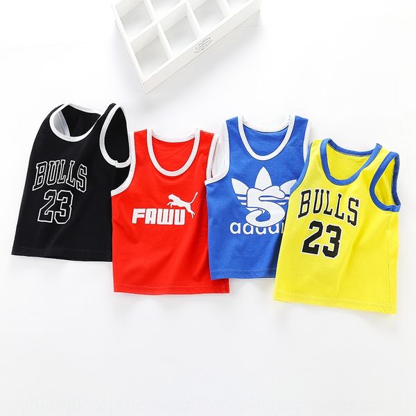 

5iuaw 2020 children's vest cotton boys' sleeveless single girls camisole vest' sling base shirt 2020 children's vest cot, Blue