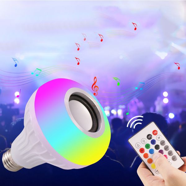 

led rgb цвета e27 wireless control смарт музыка стерео аудио спикер теплый свет изменение цвета лампы лампы light speaker лампочка