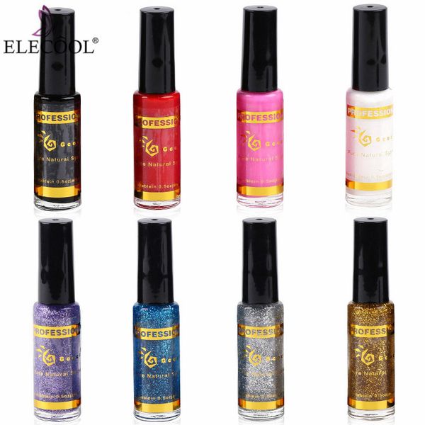 

elecool 1 bottle 8 color pull pen nail art line pen point holographic nail polish super shine liquid 3d gliter tslm1
