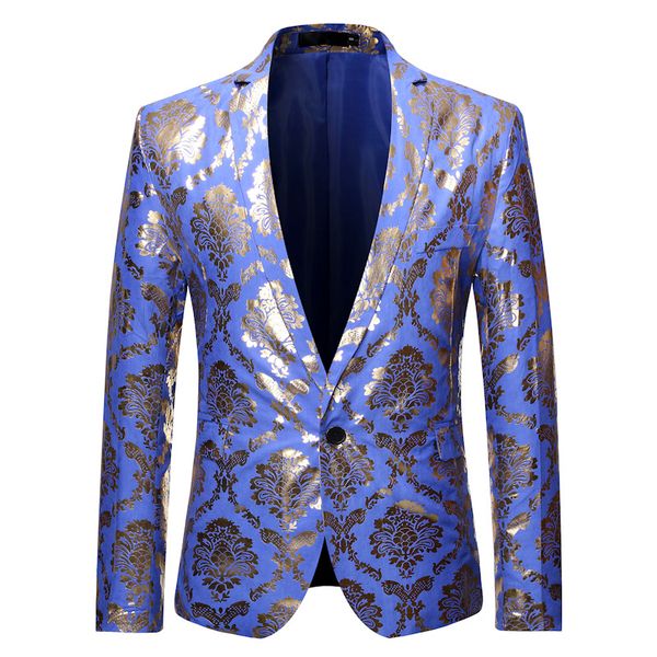 

mens hipster dance blazer jacket 2019 luxury gold foil print dress blazer men party wedding tuxedo blazers stage singer costumes, White;black