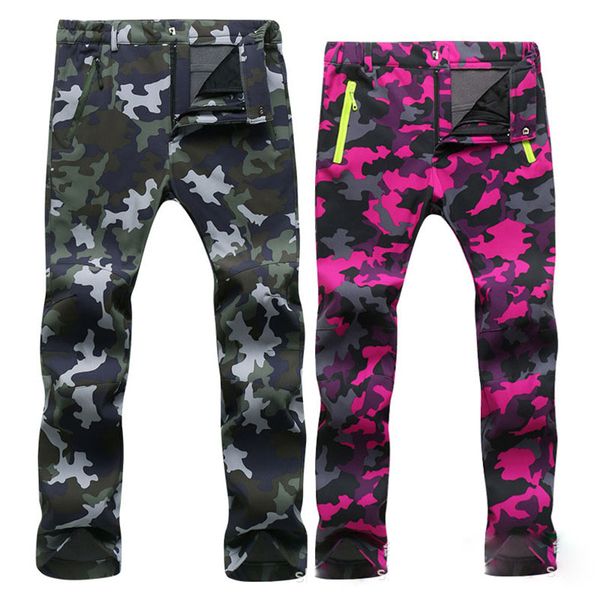 

2019 winter thicken hiking pants men women sports pants waterproof windproof winter skiing keep warm mountain trekking trousers, Black;green