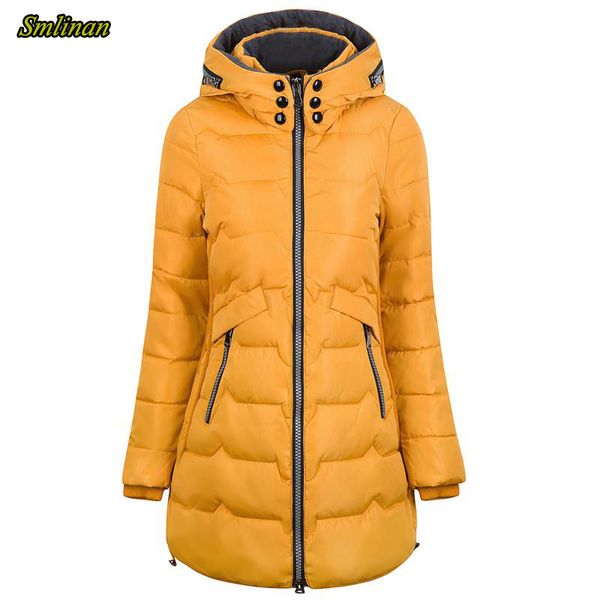 

smlinan plus size 6xl 7xl winter jacket women thickening warm down cotton padded hooded coat female slim long praka mujer, Black