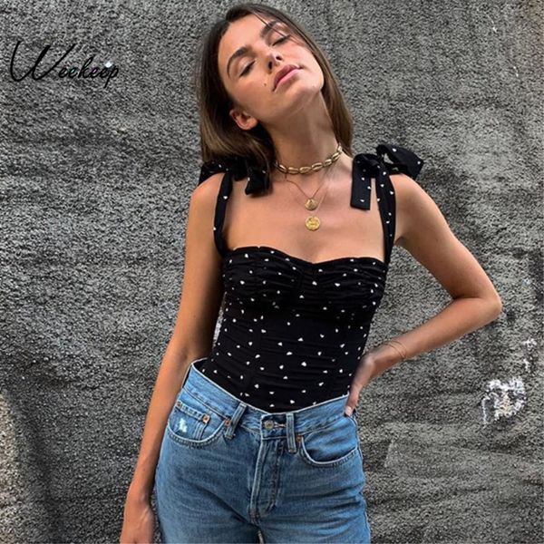 

weekeep women black printed camis summer high street bodycon camisole, White