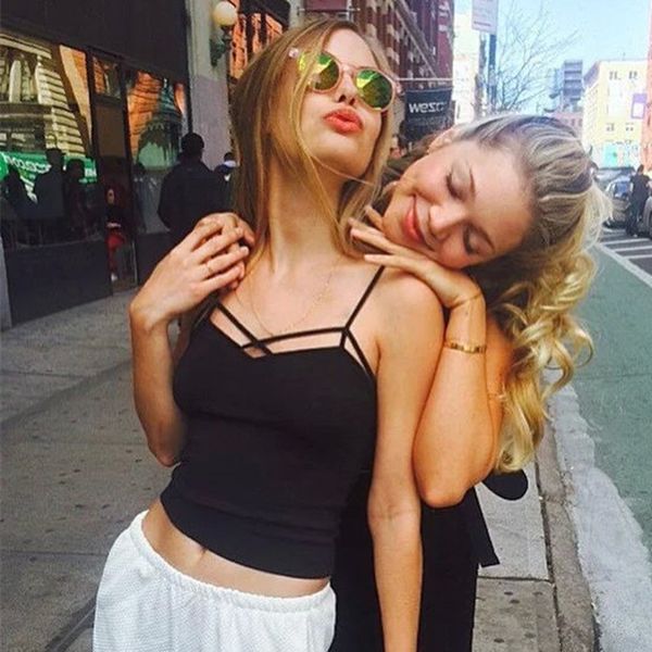 

summer camis women modal cotton breast cross vest female short style backless tank girls brief fashion tanks, White