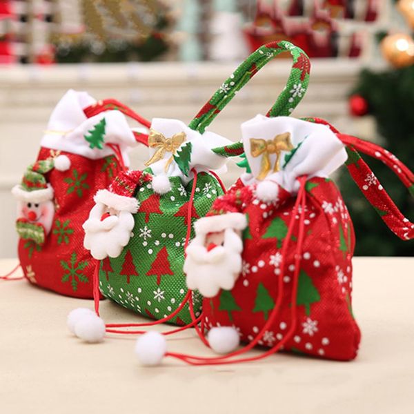 

santa claus snowman gift bag christmas exquisite printing candy bag christmas decorations #ew