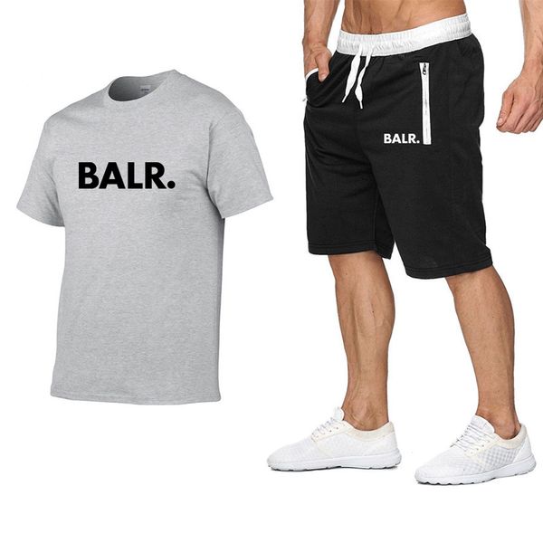 Yaz Sporları Erkek Eşofmanları Spor Giyim T Shirt+Pantolon Koşu Şort Takımları Giysileri Spor Joggers Eğitim BALR Fitness Takımları Spor Giyim Erkek Giyim