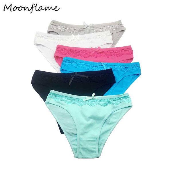 

women's panties moonflame 5 pcs/lots women clothing 6 candy color lace cotton panites  l xl 89169, Black;pink