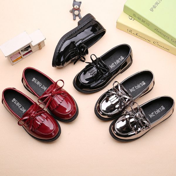

afdswg spring and autumn kids princess shoes black low heel silver shoes for girls, school shoes black, moccasins for kids y190523, Black;red
