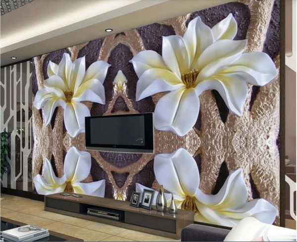 

3d wallpaper custom p murals relief flower mural simple and fashionable background wall decor wall art pictures