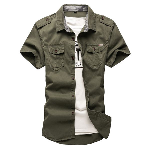

2020 new men's cargo tactical shirts 100% cotton short sleeve work brand military shirt chemise plus size 5xl, White;black