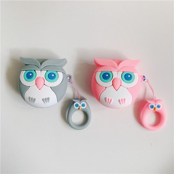 

airpods case for 1/2 bluetooth headset shockproof cover for airpods fashion pvc cute cartoon owl print storage box 2 colors wholesale