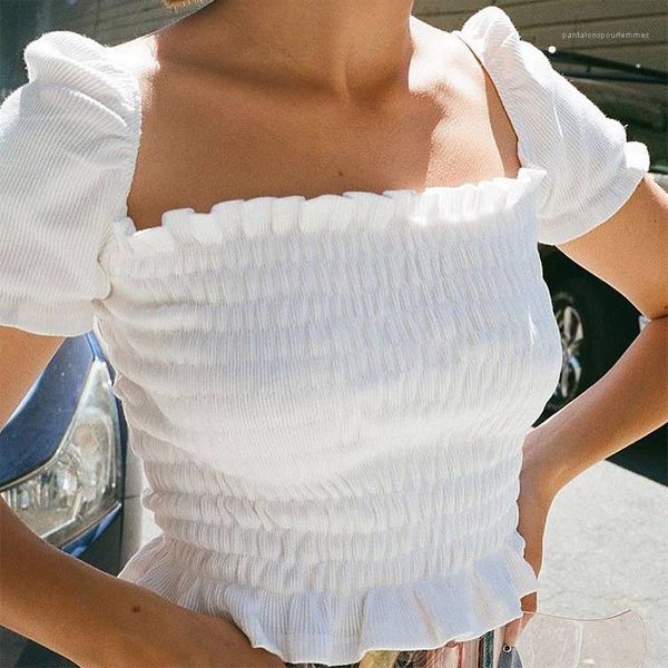 

shirt solid color holiday womens designer t shirt 3 color crop square neck t, White