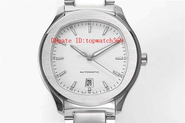 

mks luxury watch sport designer watch cal.1110 automatic mechanical 28800 vph date white dial sapphire 316l stainless steel water resistant, Slivery;brown