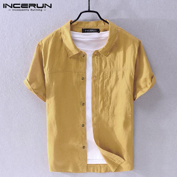 

2020 мужчины рубашка с отложным вниз воротник пуговица воздухопроницаемый короткий рукав повседневный блузка хлопок свободного покроя мужски, White;black