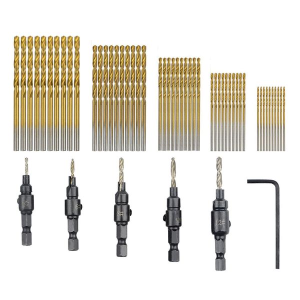 

55 pcs hss 4241 countersink cone drill bit set and high speed steel hss titanium twist drill bits (1 mm-3 mm