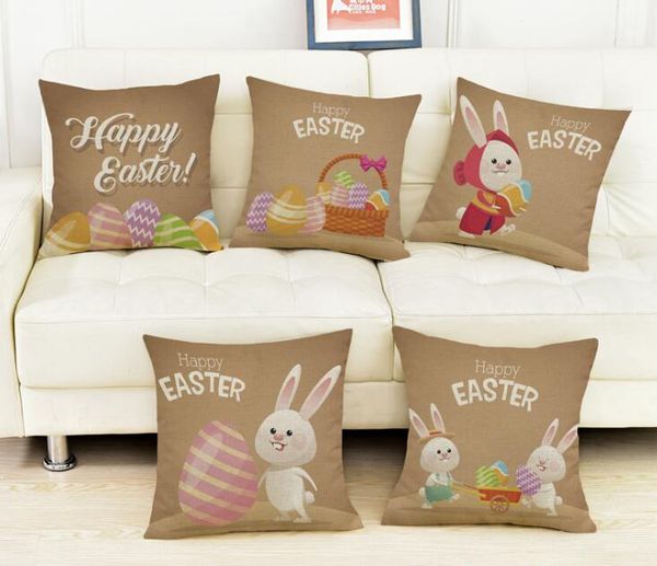 

happy easter cushion cover rabbit bunny egg printed decorative pillowcase easter festival home decoration 45*45 cm