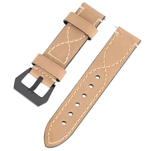 

20/22/24/26mm black brown gray khaki leather band watch strap black buckle straight end with spring bars replacement bracelet