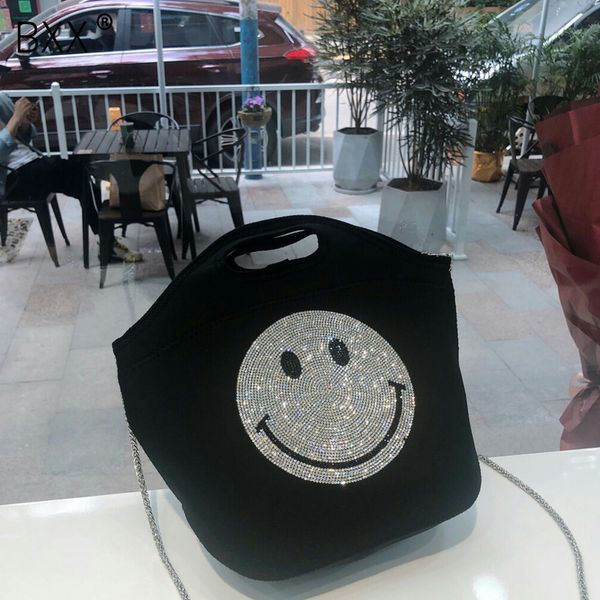 

bxx] women smile design crossbody bag for women 2020 spring rhinestone simple female shoulder messenger bag lady handbags hk068
