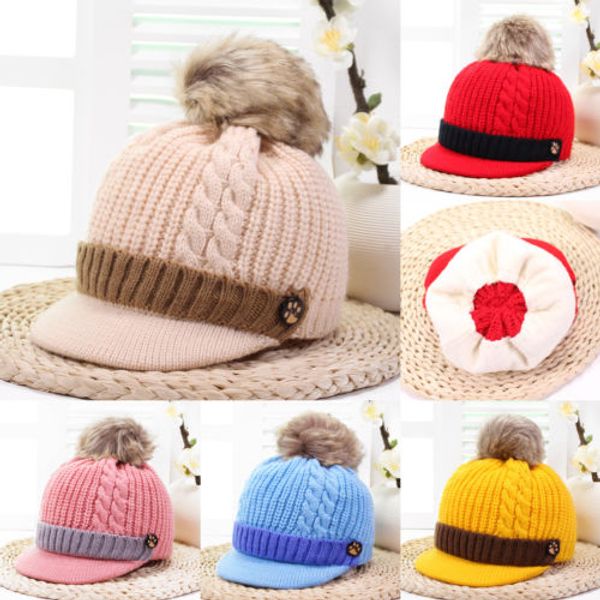 

PUDCOCO Autumn Winter Warm Knitting Wool Baby Hat Girl Boy Toddler Infant Kids Caps Gift 6M-24M