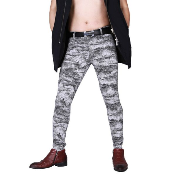 

camouflage fashion cotton elastic sheath casual pants men pockets patch plus size hip hop biker double zipper, Black