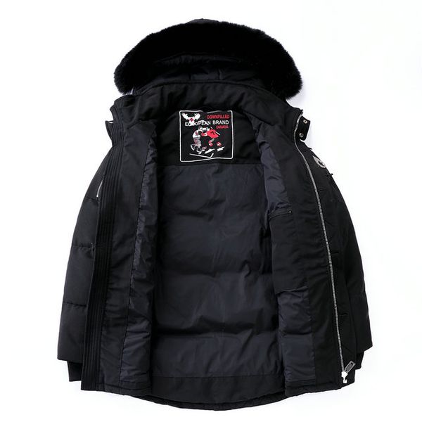 

роскошные мужские моды вниз куртки вскользь и удобный рыхлый пуховик новых самые лучшие продавая дикий пуховик прилива бренд больших зимние, Black