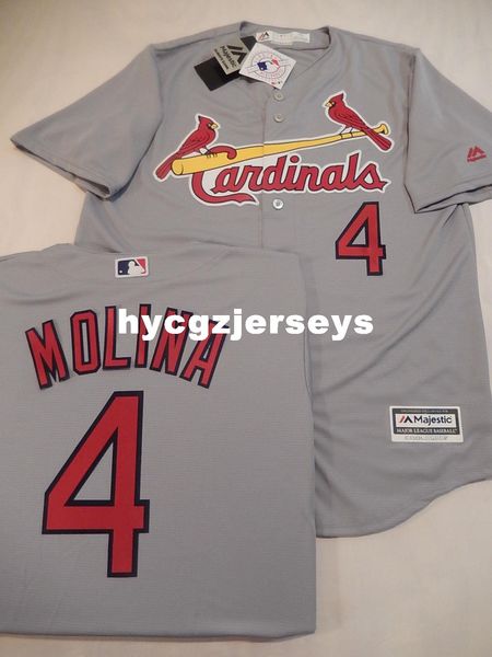 

baseball mens st louis #4 yadier molina sewn cool base jersey gray mens stitched jerseys big and tall size xs-6xl for sale, Black;blue