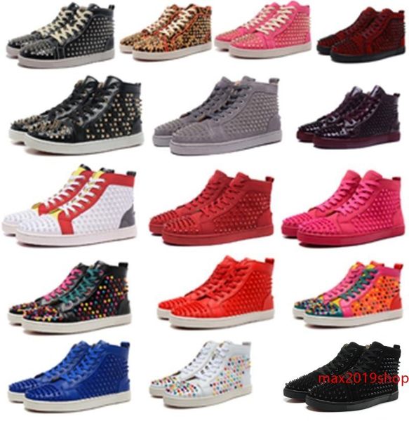 

2020 sale designer studded spikes flats shoes mens sandals shoes for men and women party lovers genuine leather sneakers