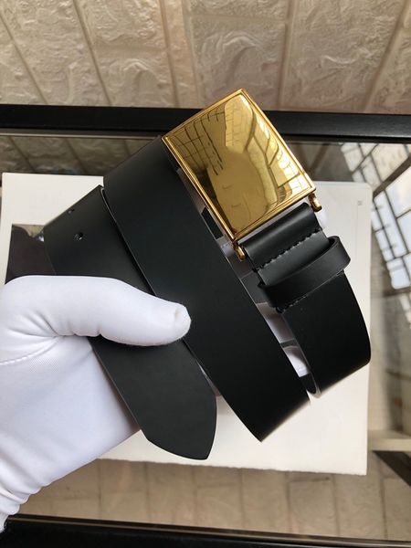 

Free Shipping New Men's Leather Belt Automatic Buckle Pure Black Leather Belt Fashion Leisure Designer Business Belts+ Original Box