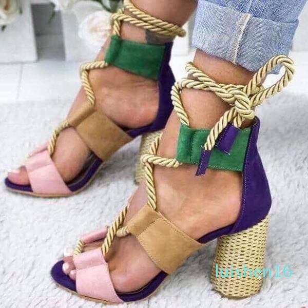 

2019 new women sandals shoes celebrity wearing mixed colors style clear colorful strappy sandals high heels shoes mid heel shoes l16, Black