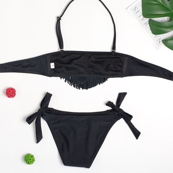

teenage girl swimsuit kids tassel two piece swimwear girls split bikini set fringe children's big girl bathing suit swim wear
