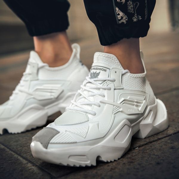 

fashion shoes men air cushion mesh breathable wear-resistant fitness thick bottom trainer male sneakers men zapatillas hombre, Black