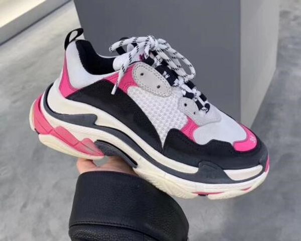 

paris 17fw fashion luxury designer women shoes dad shoes triple s sneakers for men women spring chaussures navy blue orange daddy shoes, Black
