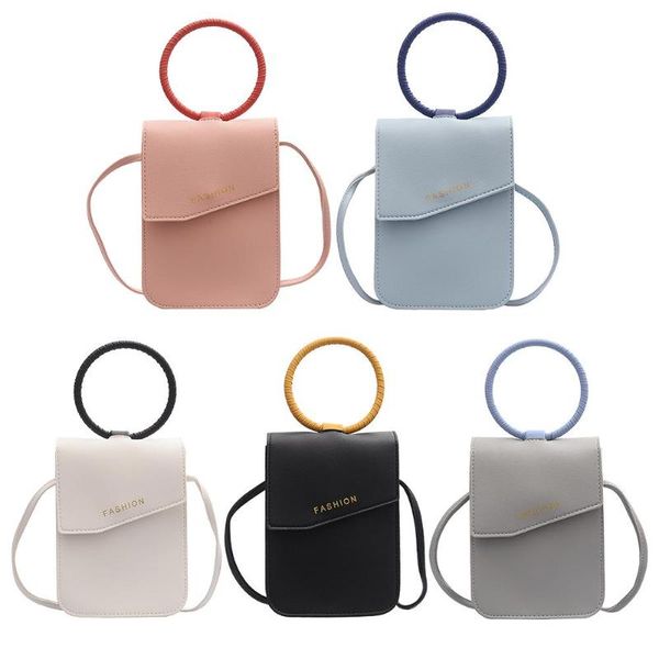

pu phone bags crossbody shoulder bags solid color women handle packs